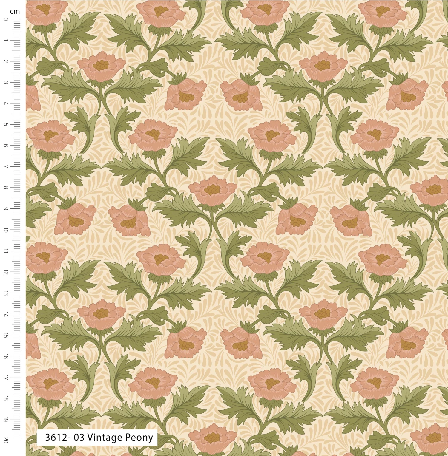 V&A Morris' Muses Organic Cotton Fabric, Vintage Peony 2 V&A Morris' Muses Organic Cotton Fabric, Vintage Peony - Image 2