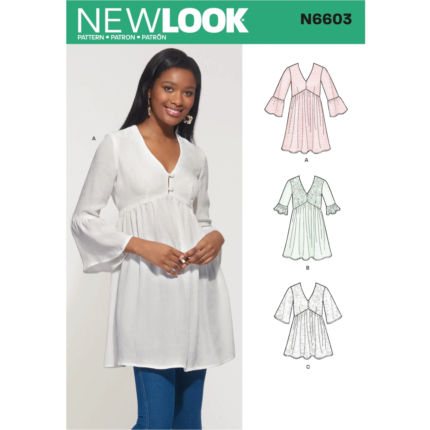 New Look Sewing Pattern 6603 Mini Dress, Tunic And Top 2 New Look Sewing Pattern 6603 Mini Dress, Tunic And Top - Image 2