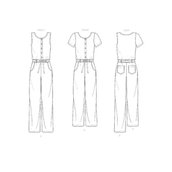 New Look Sewing Pattern 6661 Relaxed Fit Jumpsuit -Jaycotts Shop N6661 line art