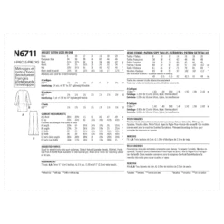 New Look Sewing Pattern 6711 Misses' Cardigans And Pants -Jaycotts Shop N6711 envelope back