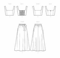 New Look Sewing Pattern 6722 Bra Tops And Wrap Skirt | Easy -Jaycotts Shop N6722 line art