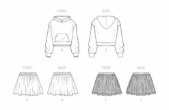 New Look Sewing Pattern 6747 Children's Hoodie And Skirts -Jaycotts Shop N6747 line art