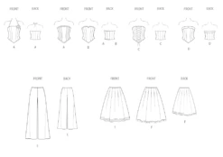 New Look Sewing Pattern 6787 Juniors' Corsets, Pants And Skirt -Jaycotts Shop N6787 line art