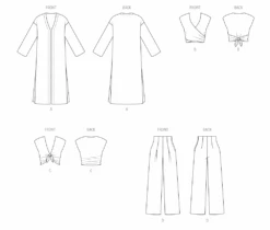 New Look Sewing Pattern 6796 Coat, Tops And Trousers -Jaycotts Shop N6796 line art