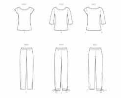 New Look Sewing Pattern 6803 Knit Tops And Pants -Jaycotts Shop N6803 line art