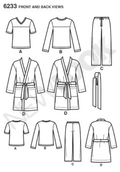 New Look NL6233 Unisex Sleepwear Pattern -Jaycotts Shop NL 6233 FBV