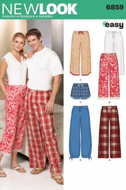 New Look NL6859 Misses, Mens, And Teens Pyjama Pattern | Easy
