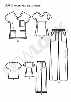 New Look NL6876 Misses' And Mens' Scrubs Sewing Pattern -Jaycotts Shop NL 6876 FBV