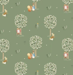 Peter Rabbit Organic Cotton Fabric, Heart Trees