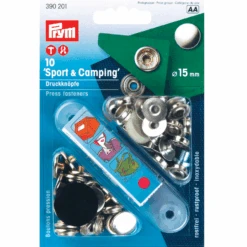 Prym 390201 Pack Of 10 Silver Press Fasteners 15mm Heavy