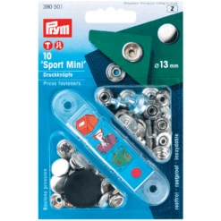 Prym 390501 Pack Of 10 Silver Press Fasteners 13mm Sport Mini