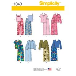 Simplicity Pattern 1043 Child's, Girls' And Boys' Pyjamas
