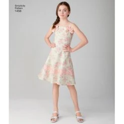 Simplicity Pattern 1456 Girls' Dress With Bodice Variations And Hat