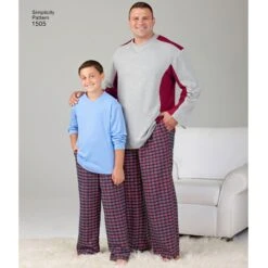 Simplicity Pattern 1505 Big And Tall Men's / Boys Sleepwear | Easy