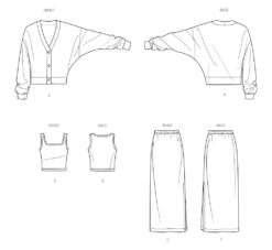 Simplicity Sewing Pattern 3010 Knit Cardigan, Tank Top And Skirt By Mimi G Style -Jaycotts Shop S3010 line art