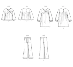 Simplicity Sewing Pattern 3015 Girls' Top, Dress And Pants -Jaycotts Shop S3015 line art