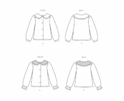 Simplicity Sewing Pattern 3077 Girls' Tops -Jaycotts Shop S3077 line art