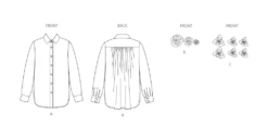 Simplicity Sewing Pattern 3101 Shirt With Detachable 3D Flowers -Jaycotts Shop S3101 line art