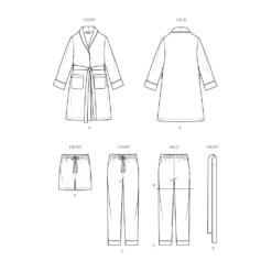 Simplicity Sewing Pattern 3109 Children's And Adults' Robe, Shorts And Pants -Jaycotts Shop S3109 line art