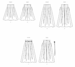 Simplicity Sewing Pattern 3139 Pleated Skirt In Two Lengths And Belt -Jaycotts Shop S3139 line art