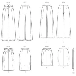 Simplicity Sewing Pattern 8956 Misses' Pants And Skirts -Jaycotts Shop S8956 line art