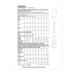 Simplicity Sewing Pattern S9051 Tops, Belt Or Scarf And Pants -Jaycotts Shop S9051 envelope back