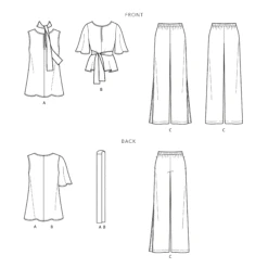 Simplicity Sewing Pattern S9051 Tops, Belt Or Scarf And Pants -Jaycotts Shop S9051 line art