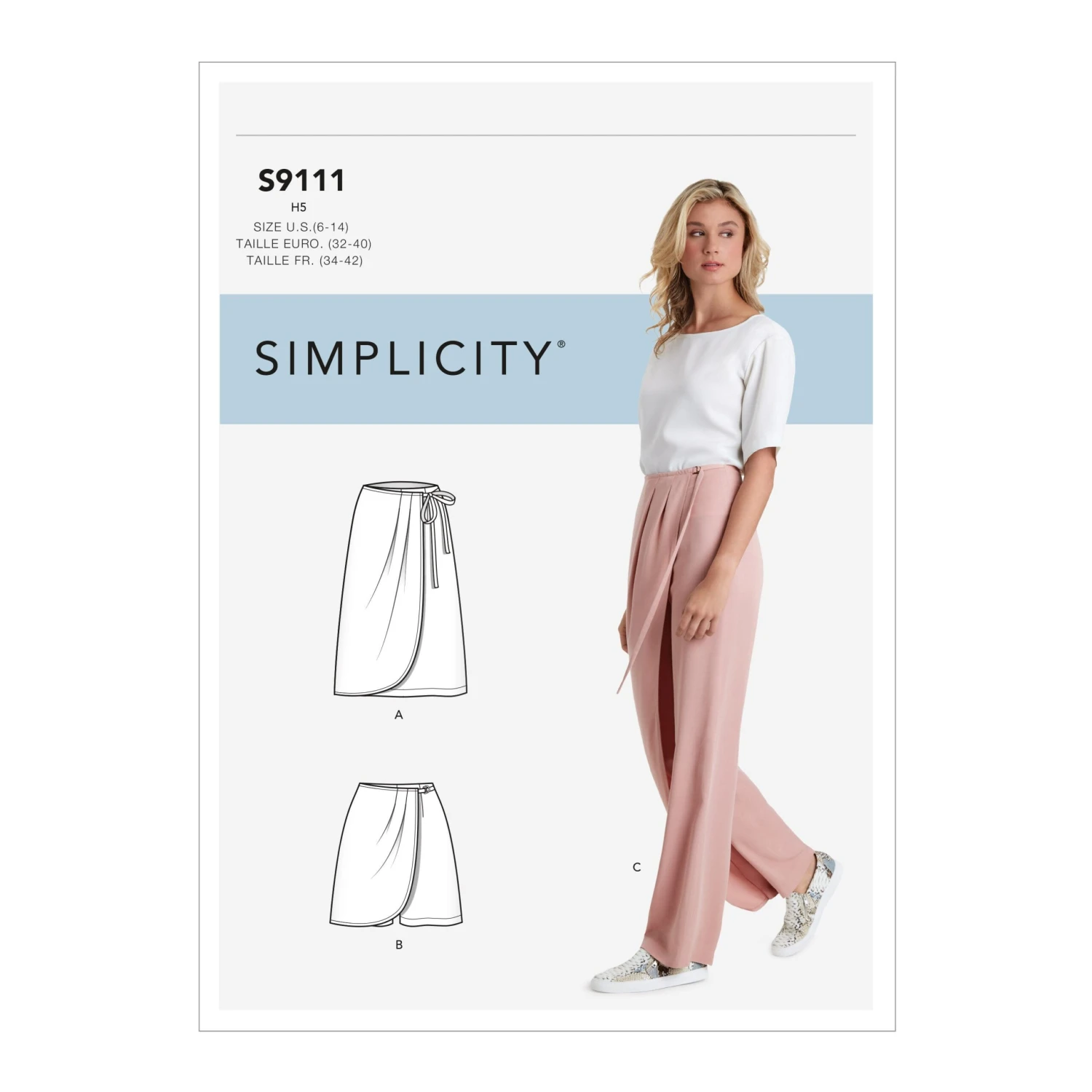 Simplicity Sewing Pattern S9111 Faux Wrap Pants, Skirt And Shorts 2 Simplicity Sewing Pattern S9111 Faux Wrap Pants, Skirt And Shorts - Image 2