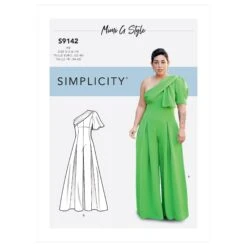 Simplicity Sewing Pattern 9142 Jumpsuit With One Shoulder Drape -Jaycotts Shop S9142 envelope front