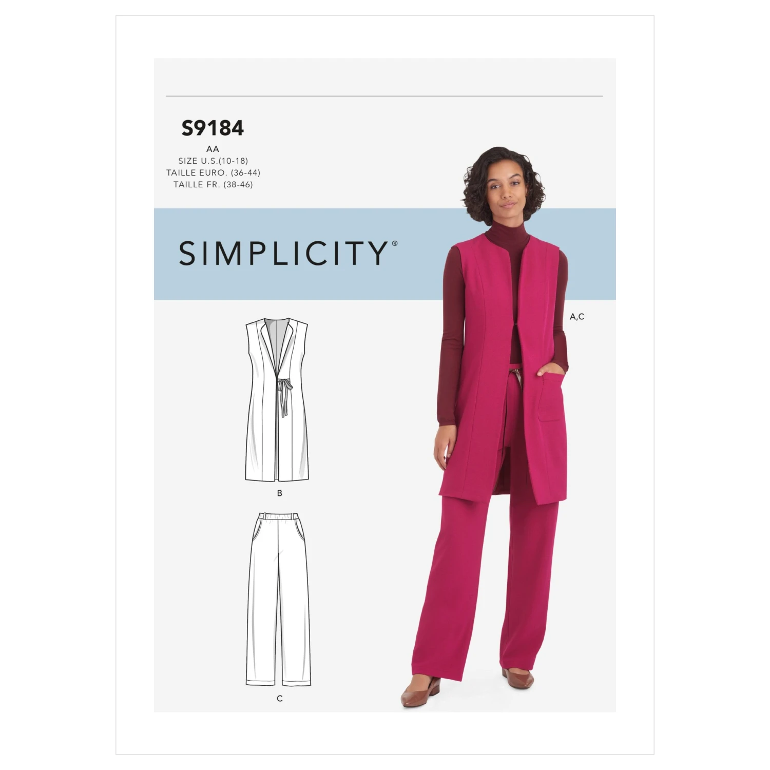 Simplicity 9184 Misses' And Women's Waiscoat And Trousers Sewing Pattern 2 Simplicity 9184 Misses' And Women's Waiscoat And Trousers Sewing Pattern - Image 2
