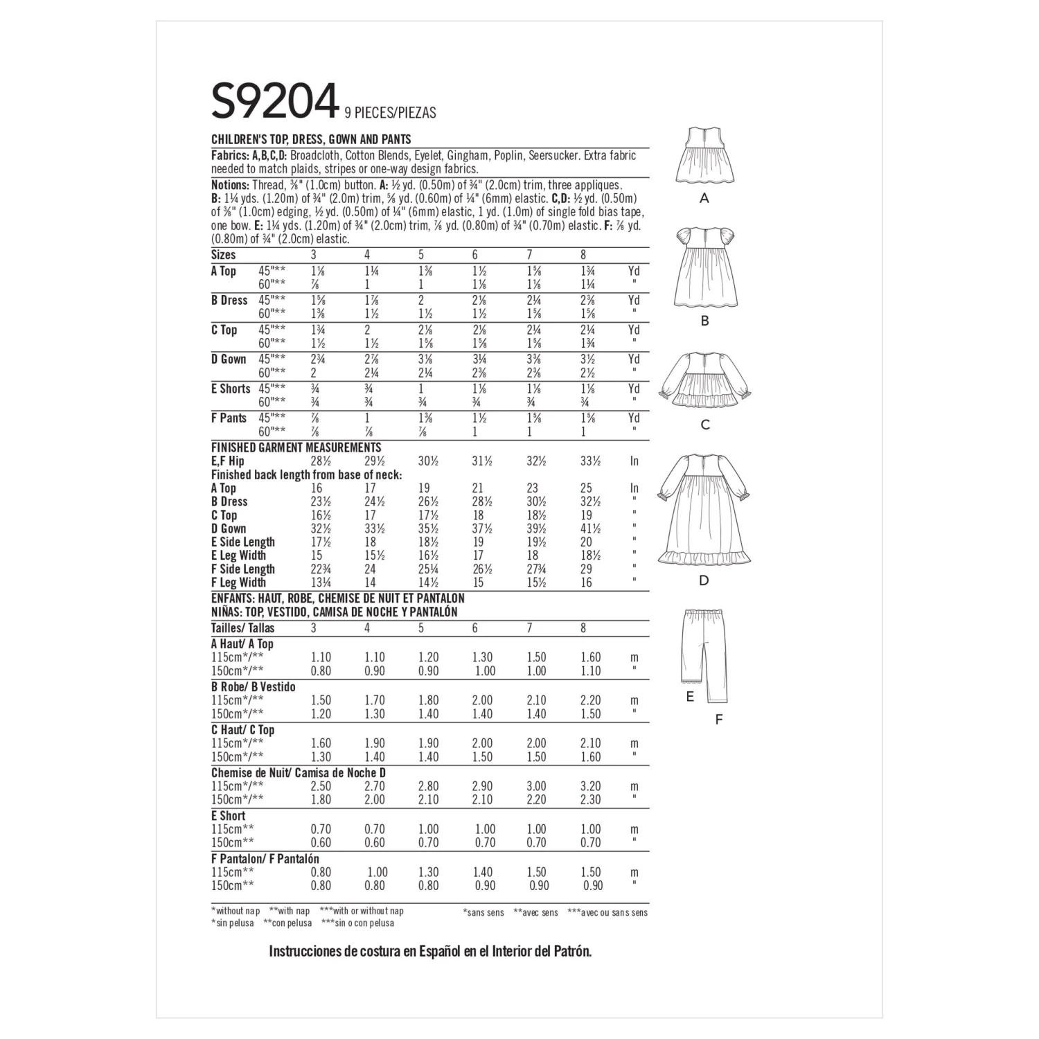Simplicity Sewing Pattern 9204 Girls' Gathered Tops, Dresses, Gown And Pants 3 Simplicity Sewing Pattern 9204 Girls' Gathered Tops, Dresses, Gown And Pants - Image 3