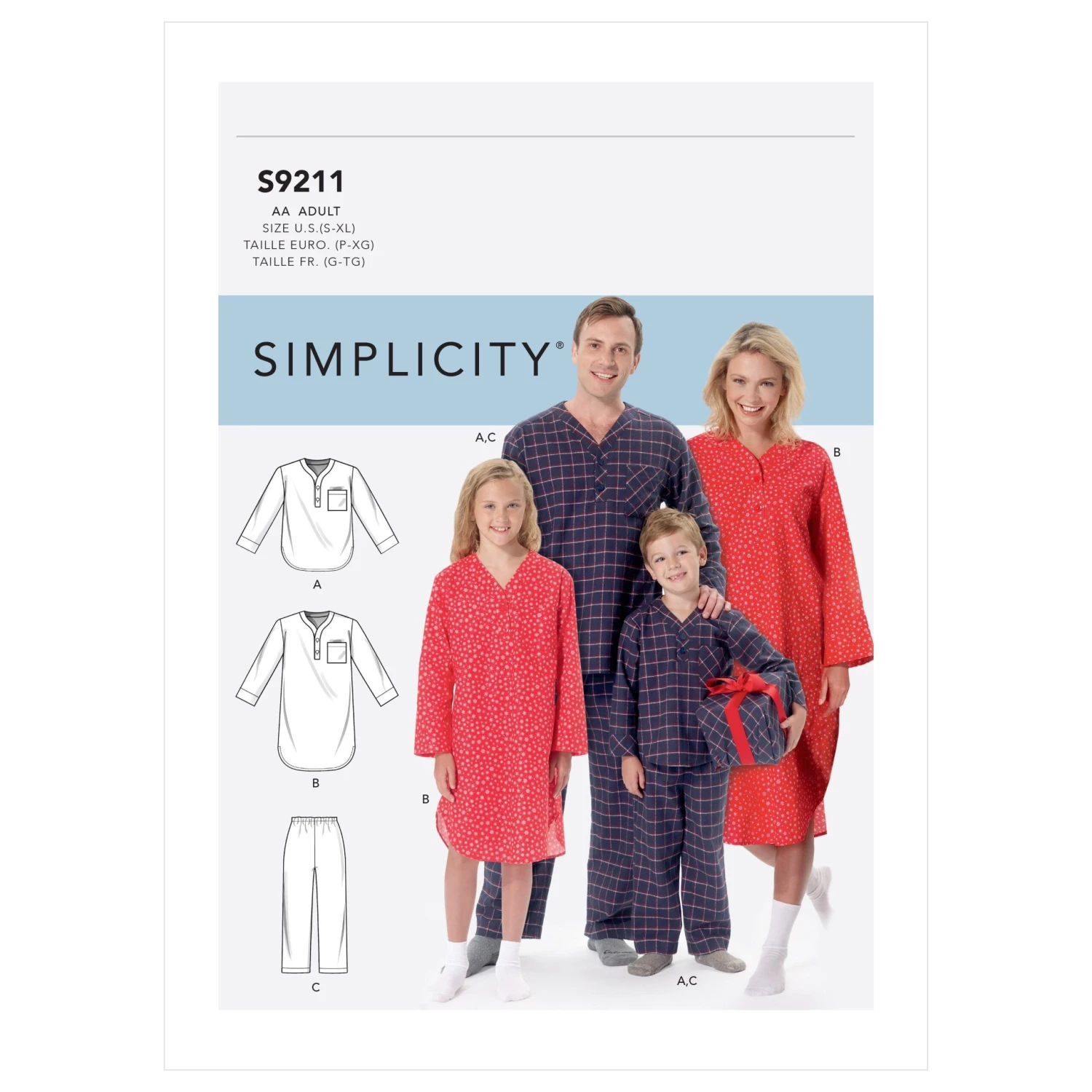 Simplicity Sewing Pattern 9211 Misses'/Men's/Boys'/Girls' Sleepwear 2 Simplicity Sewing Pattern 9211 Misses'/Men's/Boys'/Girls' Sleepwear - Image 2