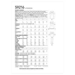 Simplicity 9216 Children's Nightdress Pattern -Jaycotts Shop S9216 envelope back