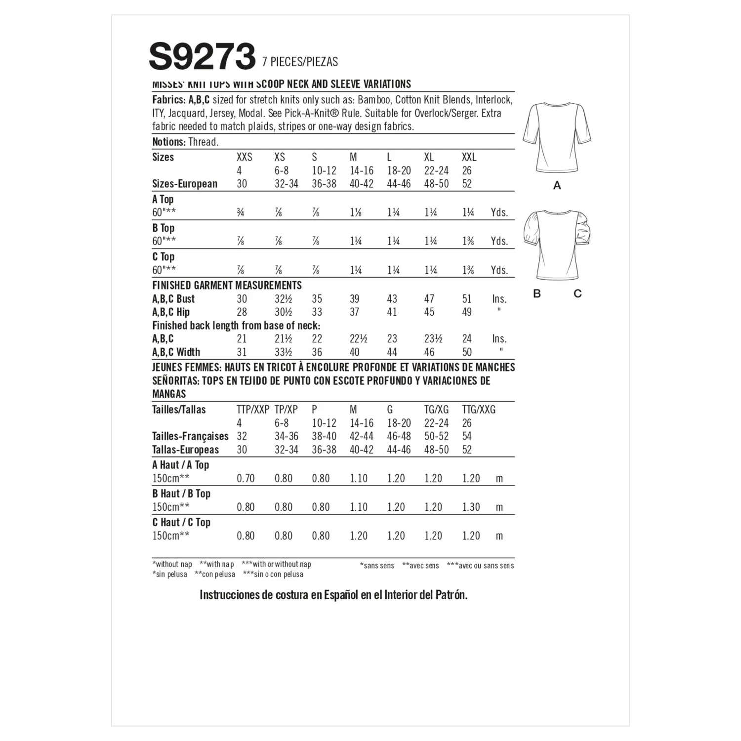 Simplicity Sewing Pattern 9273 Knit Tops With Scoop Neck 7 Simplicity Sewing Pattern 9273 Knit Tops With Scoop Neck - Image 7