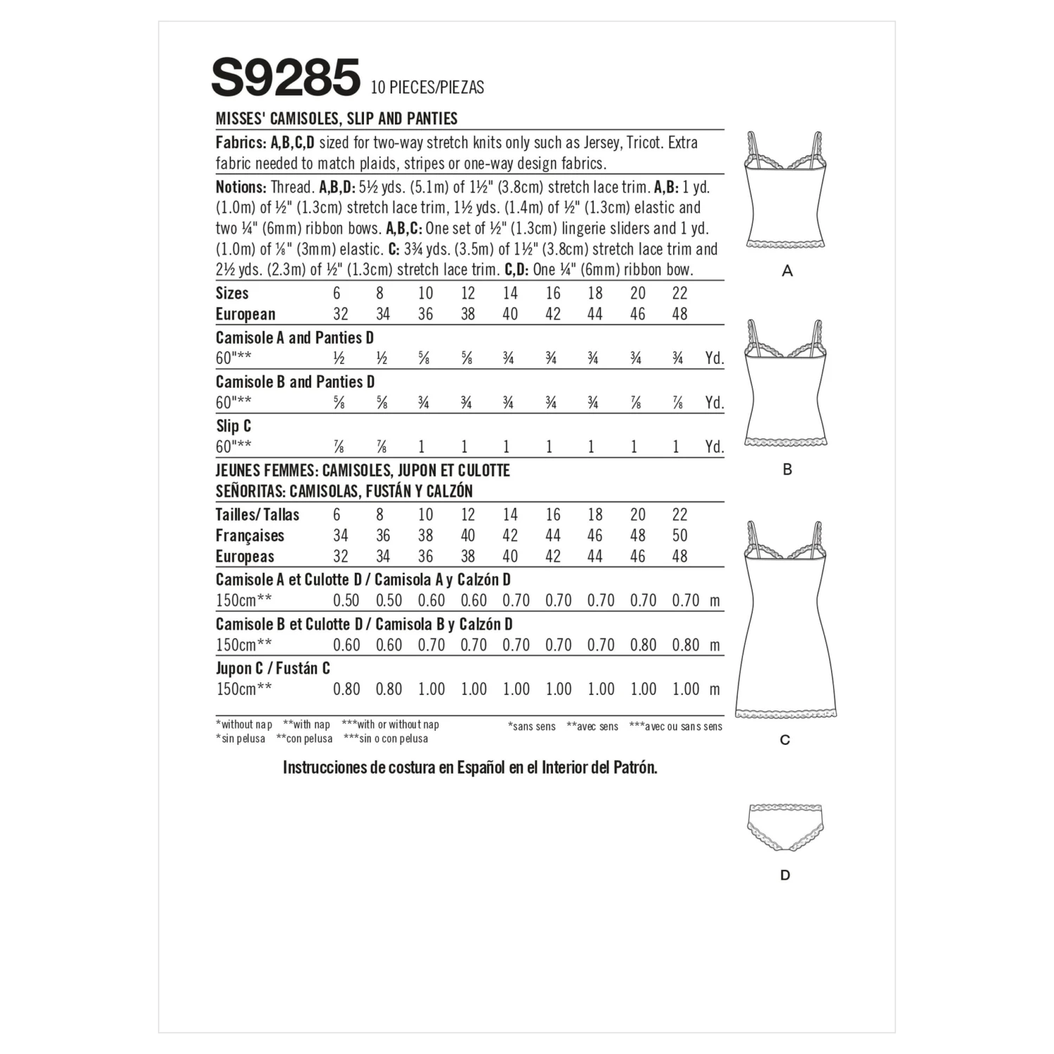 Simplicity Sewing Pattern 9285 Vintage Camisoles, Slip And Panties 5 Simplicity Sewing Pattern 9285 Vintage Camisoles, Slip And Panties - Image 5