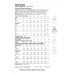 Simplicity Sewing Pattern S9320 Children's Gathered Skirt Dresses -Jaycotts Shop S9320 envelope back