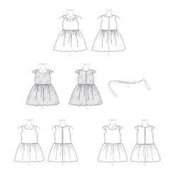 Simplicity Sewing Pattern S9320 Children's Gathered Skirt Dresses -Jaycotts Shop S9320 line art