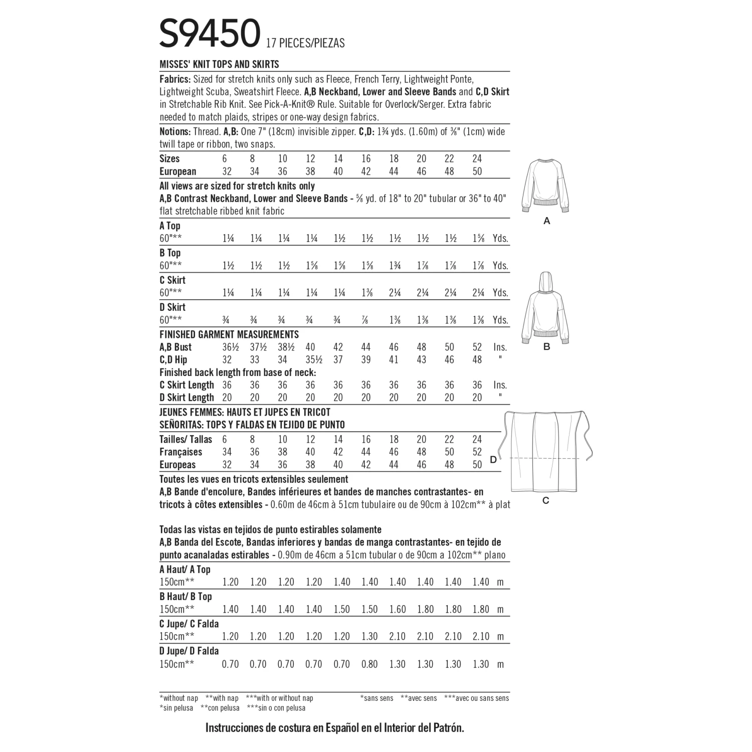 Simplicity Sewing Pattern 9450 Misses' Knit Tops And Skirts 7 Simplicity Sewing Pattern 9450 Misses' Knit Tops And Skirts - Image 7