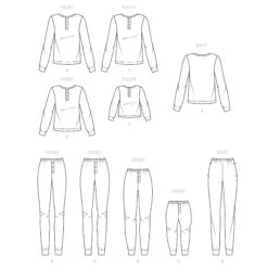 Simplicity Pattern 9455 Misses, Men's And Children's Pyjamas -Jaycotts Shop S9455 line art