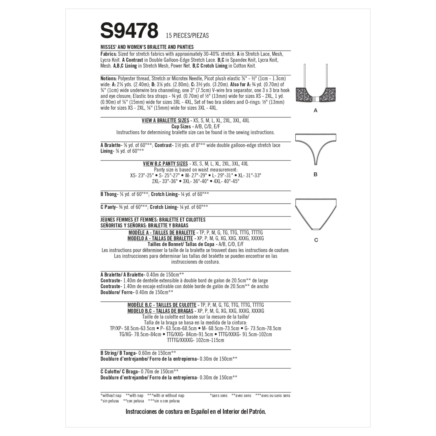 Simplicity Sewing Pattern 9478 Misses And Womens Bralette And Panties 3 Simplicity Sewing Pattern 9478 Misses And Womens Bralette And Panties - Image 3