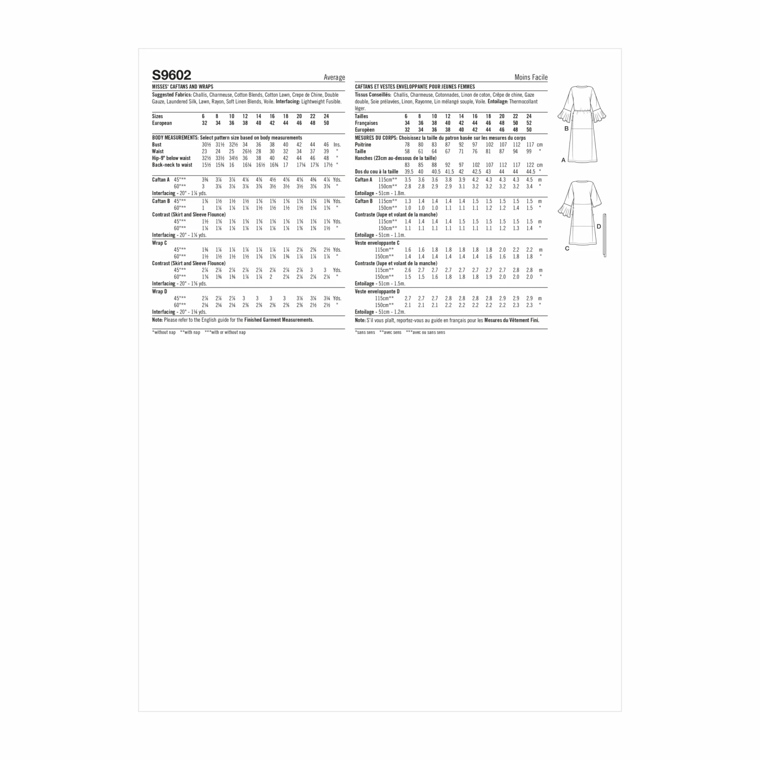 Simplicity Sewing Pattern 9602 Misses' Caftans And Wraps 4 Simplicity Sewing Pattern 9602 Misses' Caftans And Wraps - Image 4