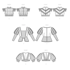Simplicity Sewing Pattern 9627 Misses' Costume Tops By Andrea Schewe Designs -Jaycotts Shop S9627 line art
