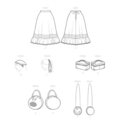 Simplicity Sewing Pattern 9631 Misses' Pettiskirt, Hair Accessories And Purse -Jaycotts Shop S9631 line art