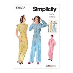 Simplicity Sewing Pattern 9635 Misses' Vintage Lounge Top And Pants