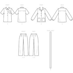 Simplicity Sewing Pattern 9635 Misses' Vintage Lounge Top And Pants -Jaycotts Shop S9635 line art