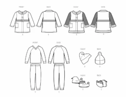 Simplicity Pattern 9672 Children's Robes, Pyjamas And Slippers -Jaycotts Shop S9672 line art