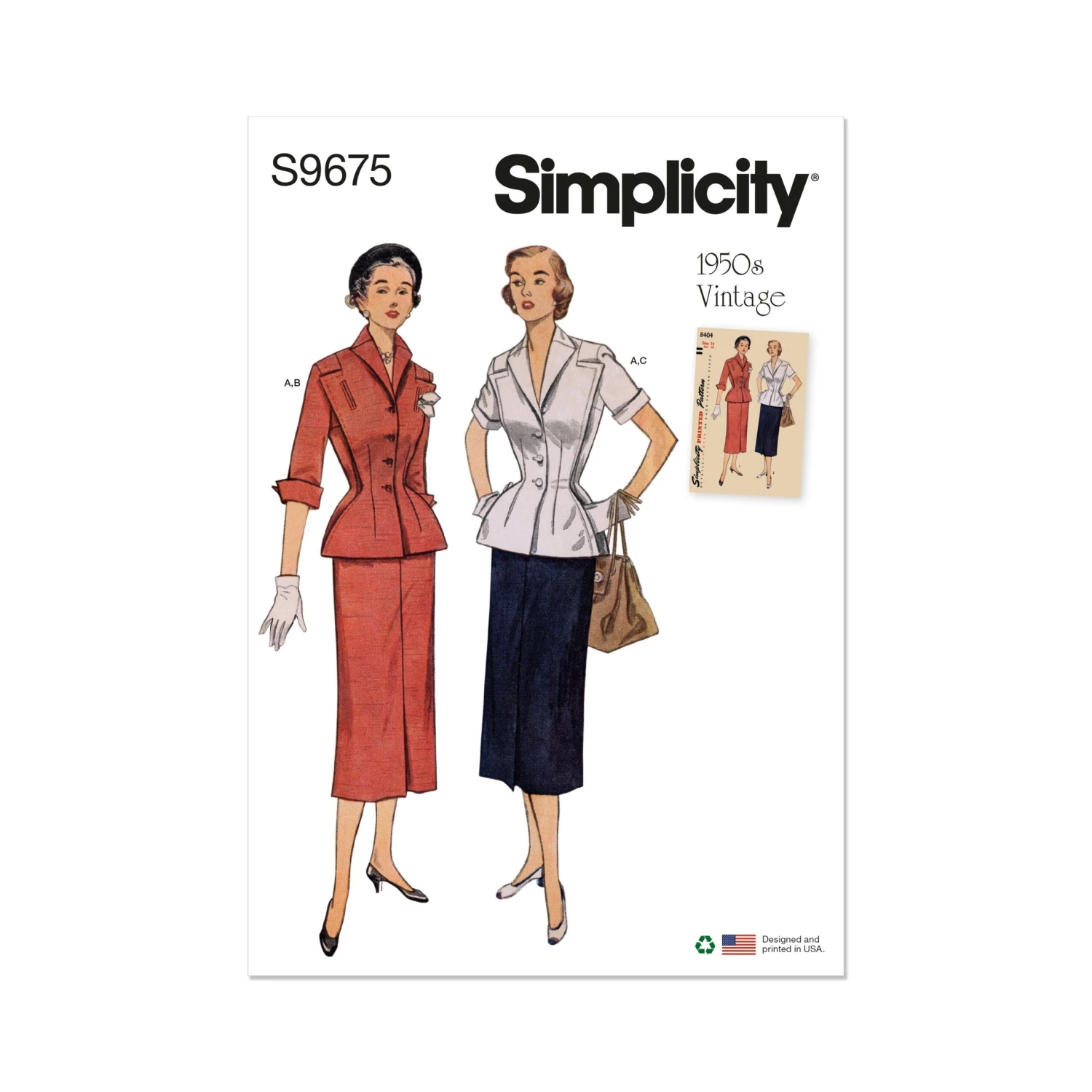 Simplicity Pattern 9675 Misses' Vintage Skirt And Jacket 1 Simplicity Pattern 9675 Misses' Vintage Skirt And Jacket
