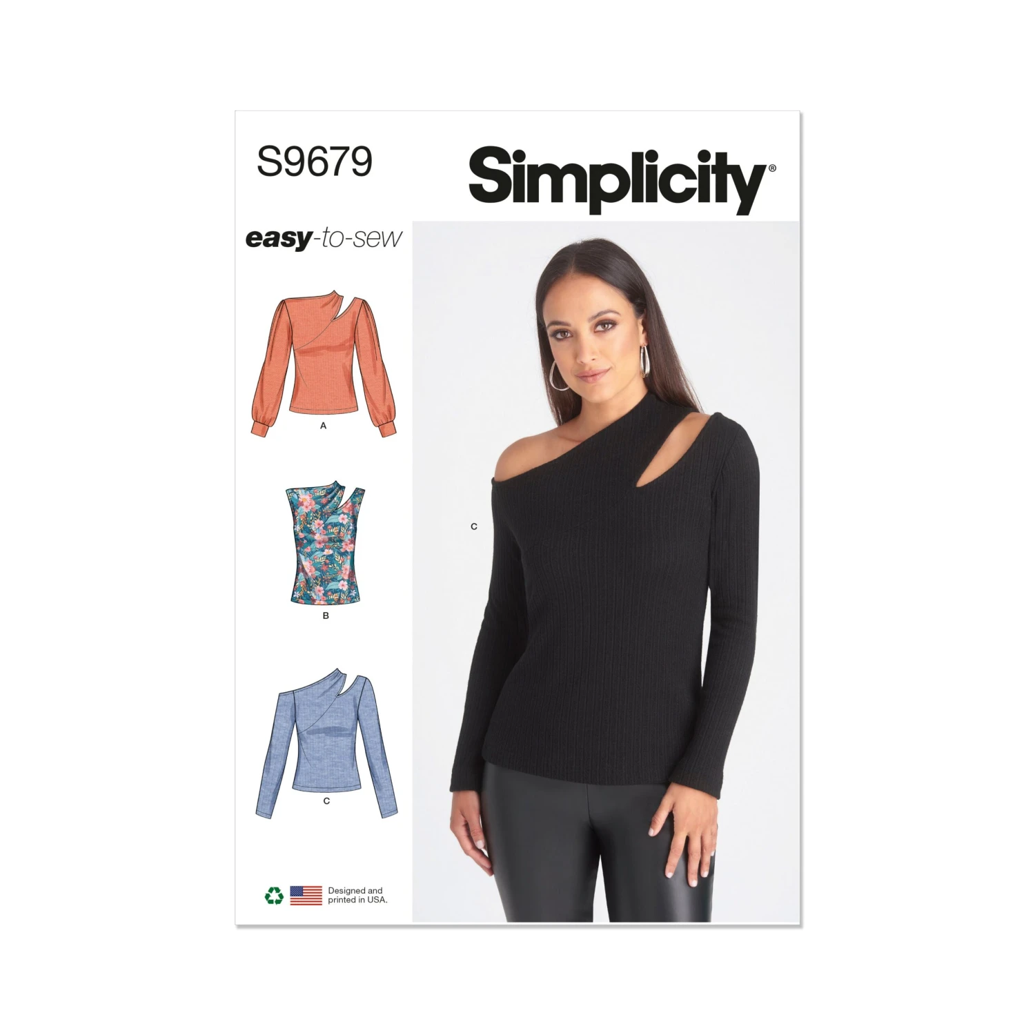 Simplicity Pattern 9679 Misses' Knit Top With Sleeve Variations 3 Simplicity Pattern 9679 Misses' Knit Top With Sleeve Variations - Image 3