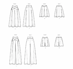Simplicity Pattern 9682 Misses' Skirts, Pants, And Shorts -Jaycotts Shop S9682 line art