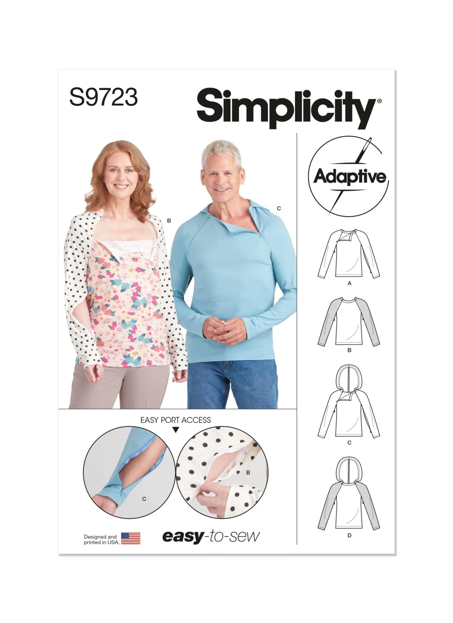 Simplicity 9723 Unisex Dual Port Access Chemo Top And Hoodie Pattern 2 Simplicity 9723 Unisex Dual Port Access Chemo Top And Hoodie Pattern - Image 2